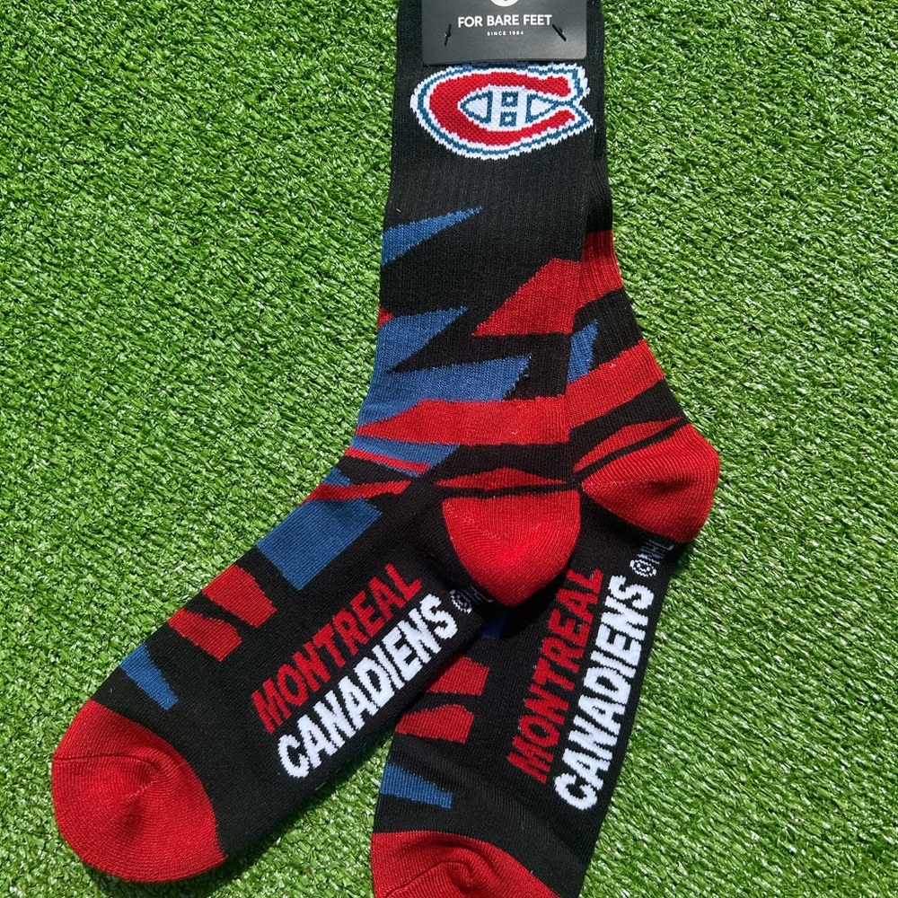 Montreal Canadians NHL LNH Crew Socks Large Men’s 10-13 New With tags NWT Logo